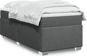 vidaXL Κρεβάτι Boxspring με Στρώμα Σκούρο Γκρι 90x190 εκ. Υφασμάτινο