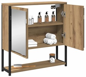 vidaXL Ντουλάπι μπάνιου με καθρέφτη artisan δρυς 60 x 16 x 60 εκ