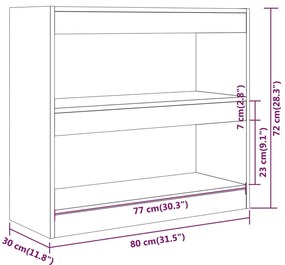 vidaXL Βιβλιοθήκη/Διαχωριστικό Χώρου Sonoma Δρυς 80 x 30 x 72 εκ.