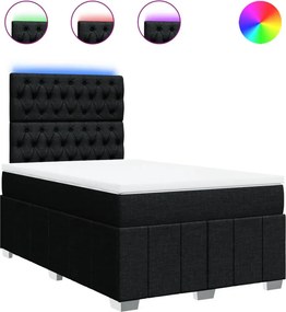 vidaXL Κρεβάτι Boxspring με Στρώμα Μαύρο 120x200 εκ. Υφασμάτινο
