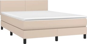 vidaXL Κρεβάτι Boxspring με Στρώμα Καπουτσίνο 140x200εκ.από Συνθ.Δέρμα