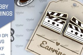 Σετ των 3 Intra απο ξύλο plywood 3mm-4mm πάχος - Κινηματογραφικά σκουλαρίκια Σχέδιο κοπής με λέιζερ Δίασταση 3x3 cm INTRAFABR-104758722