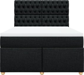 vidaXL Κρεβάτι Boxspring με Στρώμα Μαύρο 140x190 εκ. Υφασμάτινο