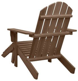 vidaXL Πολυθρόνα με Υποπόδιο Καφέ από Ξύλο