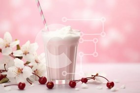 Intra Συλλεκτικό Ξύλινο Παζλ Plywood  4mm - Ροζ Milkshake με άνθη κερασιάς Σε Ξύλινο Κουτί - Διαστάσεις: 10x10 cm – 25 κομμάτια