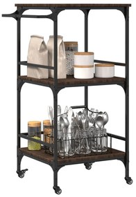 Τρόλεϊ Κουζίνας Καφέ Δρυς 60,5x50x105 εκ. Επεξεργασμένο Ξύλο - Καφέ
