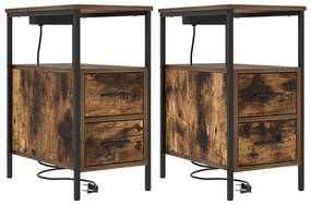 vidaXL Κουτιά Κρεβατοκάμαρας 2 pcs Καπνιστή δρυς 30 x 48 x 61 εκ