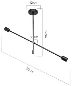 Φωτιστικό οροφής δίφωτο PWL-1157 E27 μαύρο 90x90x55εκ 90x90x55 εκ.