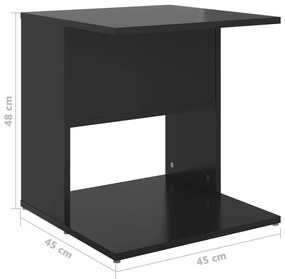 Τραπέζι Βοηθητικό Γυαλιστερό Μαύρο 45 x 45 x 48 εκ. Μοριοσανίδα - Μαύρο