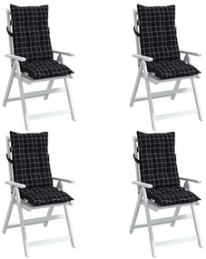 vidaXL Μαξιλάρια Καρέκλας Ψηλή Πλάτη 4 τεμ. Μαύρο Καρό Ύφασμα Oxford