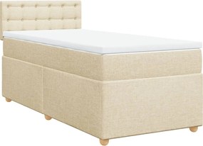 vidaXL Κρεβάτι Boxspring με Στρώμα Κρεμ 100 x 200 εκ. Υφασμάτινο