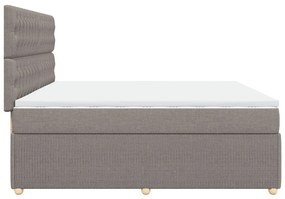 Κρεβάτι Boxspring με Στρώμα Taupe 200x200 εκ. Υφασμάτινο - Μπεζ-Γκρι