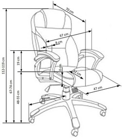 Καρέκλα γραφείου Houston 189, Γκρι, 112x67x70cm, 15 kg, Με ρόδες, Με μπράτσα, Μηχανισμός καρέκλας: Κλίση | Epipla1.gr