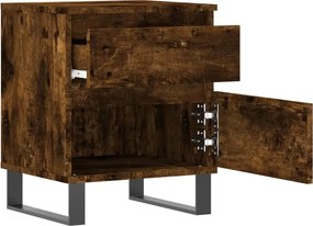 vidaXL Κομοδίνα 2 τεμ. Καπνιστή Δρυς 40 x 35 x 50 εκ. Επεξεργ. Ξύλο