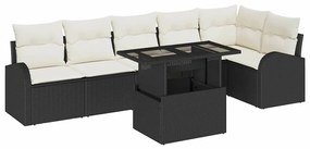 vidaXL Σετ Καναπέ Κήπου 7 pcs Μαύρο και κρεμ 100 x 55 x 73 εκ