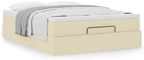 vidaXL Οθωμανικό κρεβάτι με στρώμα Cream 140x200cm ύφασμα