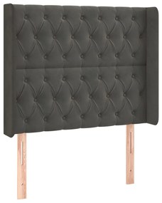 Κεφαλάρι Κρεβατιού LED Σκούρο Γκρι 103x16x118/128εκ. Βελούδινο 3124427