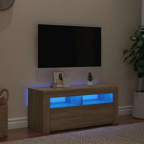 vidaXL Έπιπλο Τηλεόρασης με LED Sonoma Δρυς 90x35x40 εκ.