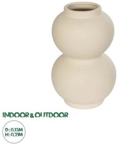 Artificial Garden PEARL 21265 Διακοσμητικό Κεραμικό Βάζo Μπεζ Π13 x Μ13 x Υ21cm Globostar-21265-Μπεζ 21265