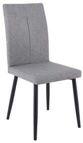 MINA Καρέκλα Tραπεζαρίας Κουζίνας, Μέταλλο Βαφή Μαύρο, Ύφασμα Grey-Brown -  43x56x97cm