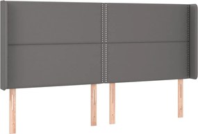 vidaXL Κρεβάτι Boxspring με Στρώμα &amp; LED Γκρι 200x200 εκ. Συνθ. Δέρμα