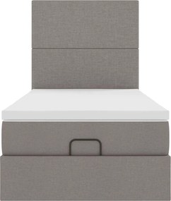 vidaXL Οθωμανικό κρεβάτι με στρώμα Taupe 100x200cm ύφασμα