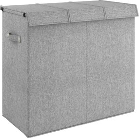 vidaXL Καλάθι Ρούχων Πτυσσόμενο Γκρι 64,5x34,5x59 ε. Συνθ. Λινό Ύφασμα