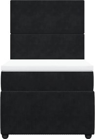 vidaXL Κρεβάτι Boxspring με Στρώμα Μαύρο 90x200 εκ. Βελούδινο