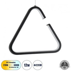 Κρεμαστό Φωτιστικό Οροφής Τρίγωνο LED 12W 1320lm CEROBA 61307 Μαύρο Globostar 61307 Μαύρο