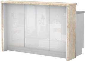 Πάγκος νησίδας Raval-Μήκος: 150 εκ.-Λευκό γυαλιστερό-Latino Marble