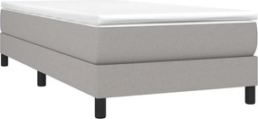 vidaXL Κρεβάτι Boxspring με Στρώμα Ανοιχτό Γκρι 90x200 εκ. Υφασμάτινο