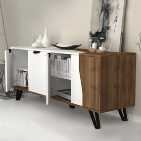 Μπουφές Jasmine Megapap χρώμα λευκό - καρυδί 160x45x78εκ.