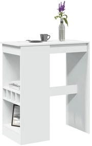vidaXL Τραπέζι Μπαρ με Ράφια Λευκό 90x47,5x103,5 εκ. Επεξεργ. Ξύλο