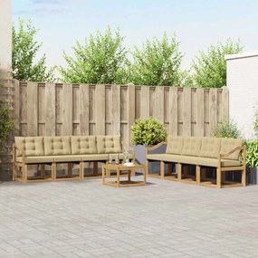 vidaXL Σειρά Καναπέ Εξωτερικού με μαξιλάρι 9 pcs Λευκό και Μπεζ