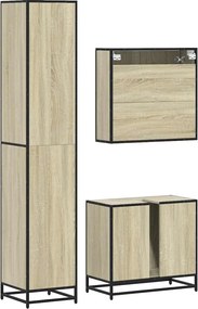 vidaXL Σετ Επίπλων Μπάνιου 3 Τεμαχίων Sonoma Δρυς Επεξεργασμένο Ξύλο