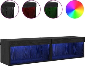 vidaXL Σετ επίπλου τηλεόρασης 2 pcs Μαύρη Οξυά Επεξεργασμένο Ξύλο