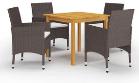 vidaXL Σετ Τραπεζαρίας Κήπου 5 Τεμαχίων Καφέ