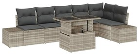 vidaXL Σετ Καναπέ Κήπου με αποθήκευση 7 pcs Ανοιχτό γκρι Πολυ ράταν