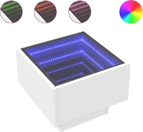 vidaXL Κομοδίνο Άπειρο Φως LED Λευκό 40x40x30 εκ.