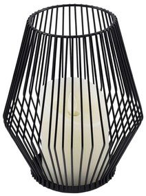 Φανάρι Με Διακοσμητικό Κερί Candle Led 76494 Φ16x18cm Με Μπαταρία & Χειριστήριο Dimmable 2700K Black Aluminium