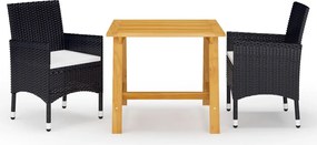 vidaXL Σετ Τραπεζαρίας Κήπου 3 Τεμαχίων Μαύρο
