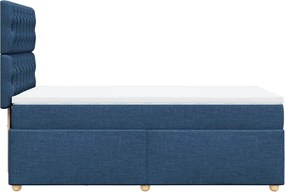 vidaXL Κρεβάτι Boxspring με Στρώμα Μπλε 90x190 εκ.Υφασμάτινο