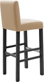 Σκαμπό μπαρ Bari pakoworld μόκα τεχνόδερμα - πόδια ξύλο μασίφ μαύρο