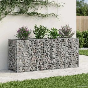 vidaXL Ανασηκωμένο κρεβάτι gabion Ασημί