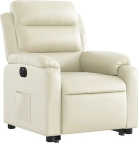 vidaXL Πολυθρόνα Ηλεκτρ. Ανακλινόμενη με Ανύψωση Κρεμ Συνθ.Δέρμα