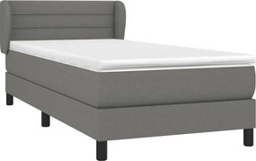 vidaXL Κρεβάτι Boxspring με Στρώμα Σκούρο Γκρι 90x200 εκ. Υφασμάτινο