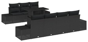 vidaXL Σετ Καναπέ Κήπου με μαξιλάρι 8 pcs Μαύρο 100 x 55 x 73 εκ.
