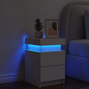 vidaXL Κομοδίνο με Φώτα LED Λευκό 35 x 39 x 55 εκ.