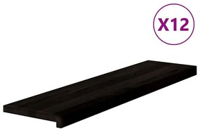 vidaXL Πέλματα Σκάλας 12 τεμάχια Σκούρο καφέ μασίφ ξύλο δρυς