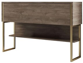 Κονσόλα Luxe 618BLY1403 120x30x80cm Gold-Walnut Μοριοσανίδα, Μέταλλο